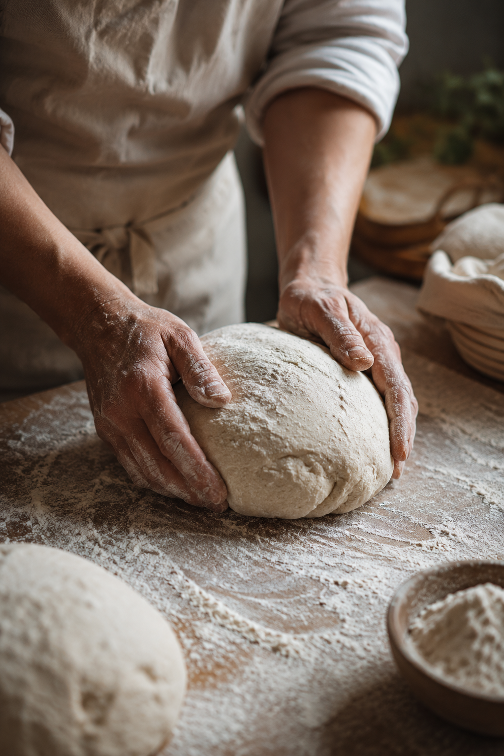 Kneading dough by hand